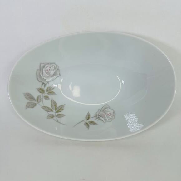 Noritake Edenrose 10" Oval Vegetable Bowl Gray/Pink/White Roses VTG - Picture 13 of 16